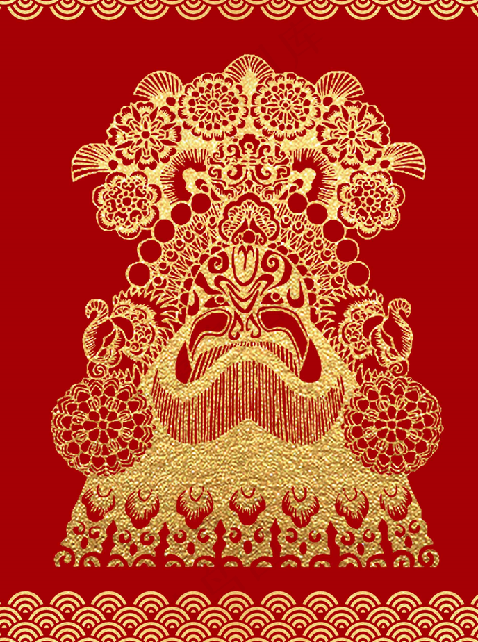 脸谱剪纸 剪纸风元素psd模版下载
