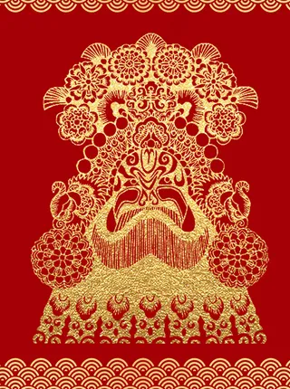 脸谱剪纸 剪纸风元素