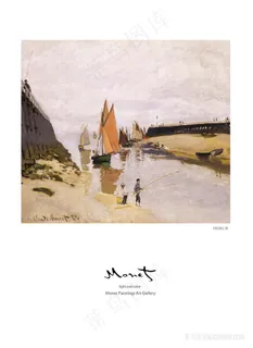 湖畔帆船高清风景画油画