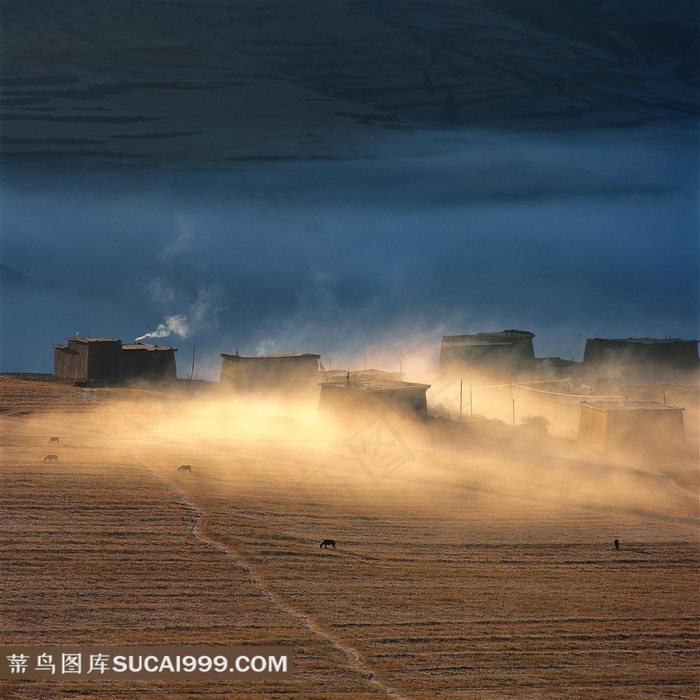 四川阿坝草原村庄大自然摄影