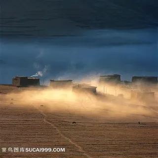 四川阿坝草原村庄大自然摄影