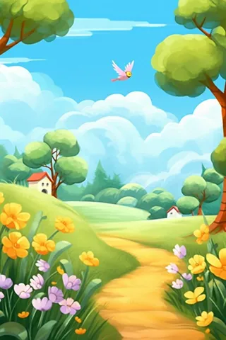 草地音乐天空可爱背景