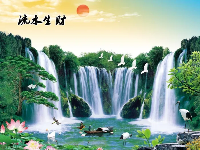 流水生财 装饰画psd模版下载