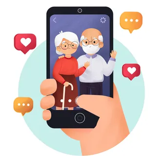 关爱老人看望老人和父母视频打电话