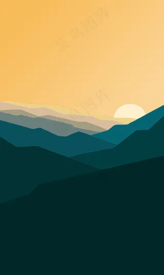 山, 月亮, 日落, 树木, 森林, 自然,