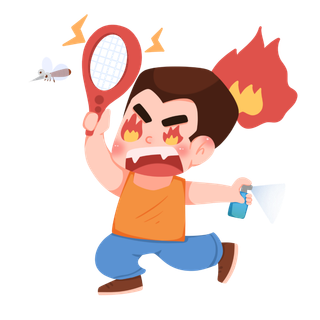 可爱儿童预防蚊虫叮咬元素插画