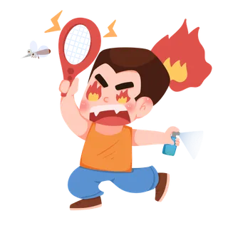 可爱儿童预防蚊虫叮咬元素插画