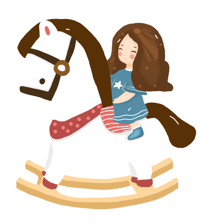 木马玩具剪贴画儿童节幼儿园卡通插画