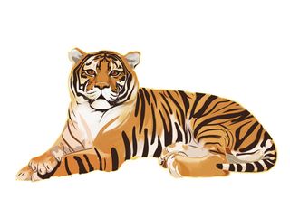 手绘国潮虎年卡通白虎老虎形象插画装饰元素PSD设计素材png免抠图