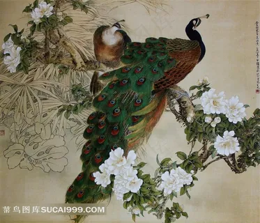 中国风花鸟孔雀绘画图片 中国风花鸟孔雀绘画图片