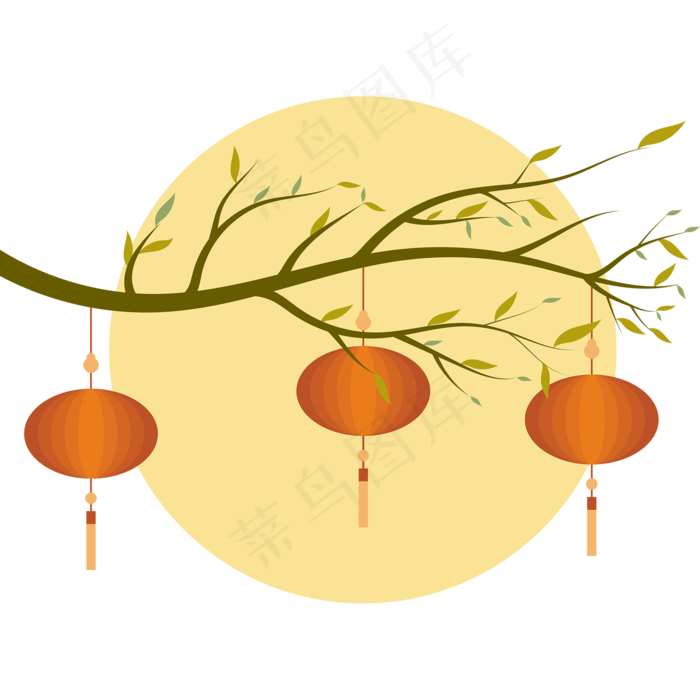 中国风 手绘 卡通元素 传统 复古红 灯笼装饰 PNG 免抠 