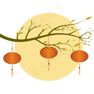 中国风 手绘 卡通元素 传统 复古红 灯笼装饰 PNG 免抠 