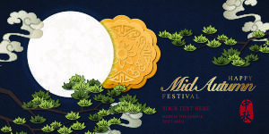 设计中秋节背景风景  