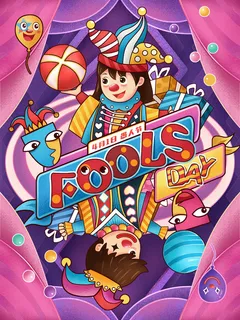 愚人节马戏团小丑搞怪搞笑卡通手绘插图插画海报PSD素材