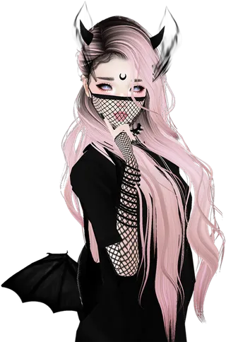 猫咪面纱女孩素材卡通