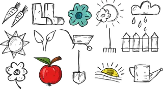 线条图农场素材现代农业