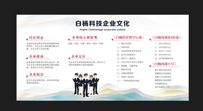 白色企业文化展板psd模版下载