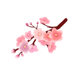 春天浪漫粉红色樱花手绘樱花梅花桃花花朵图片PNG免扣素材