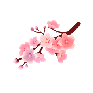 春天浪漫粉红色樱花手绘樱花梅花桃花花朵图片PNG免扣素材