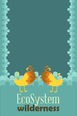 自然风景动物植物扁平矢量插画