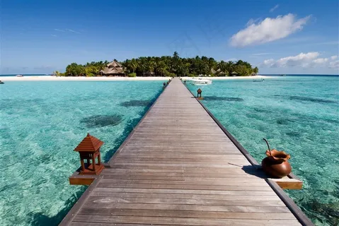 海岛木桥高清风景画