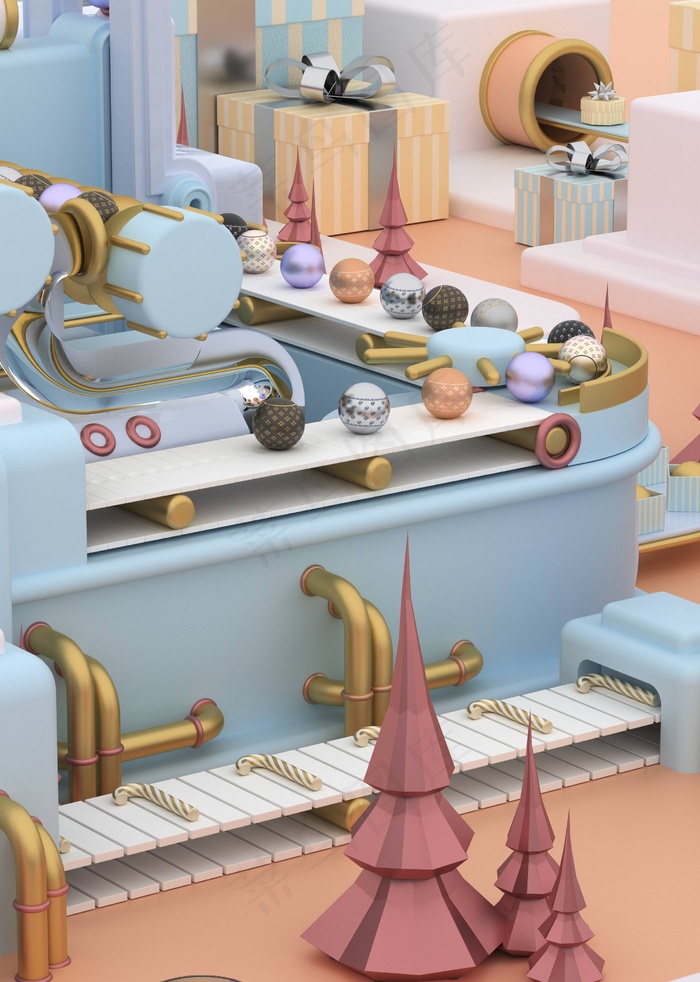 圣诞节3D建模礼品工厂