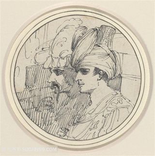 素描男士老人挂画