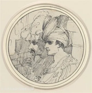 素描男士老人挂画