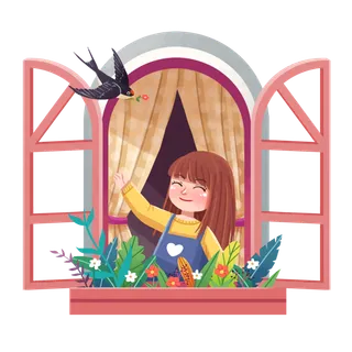 清明元素卡通春天清明节晚春绿色