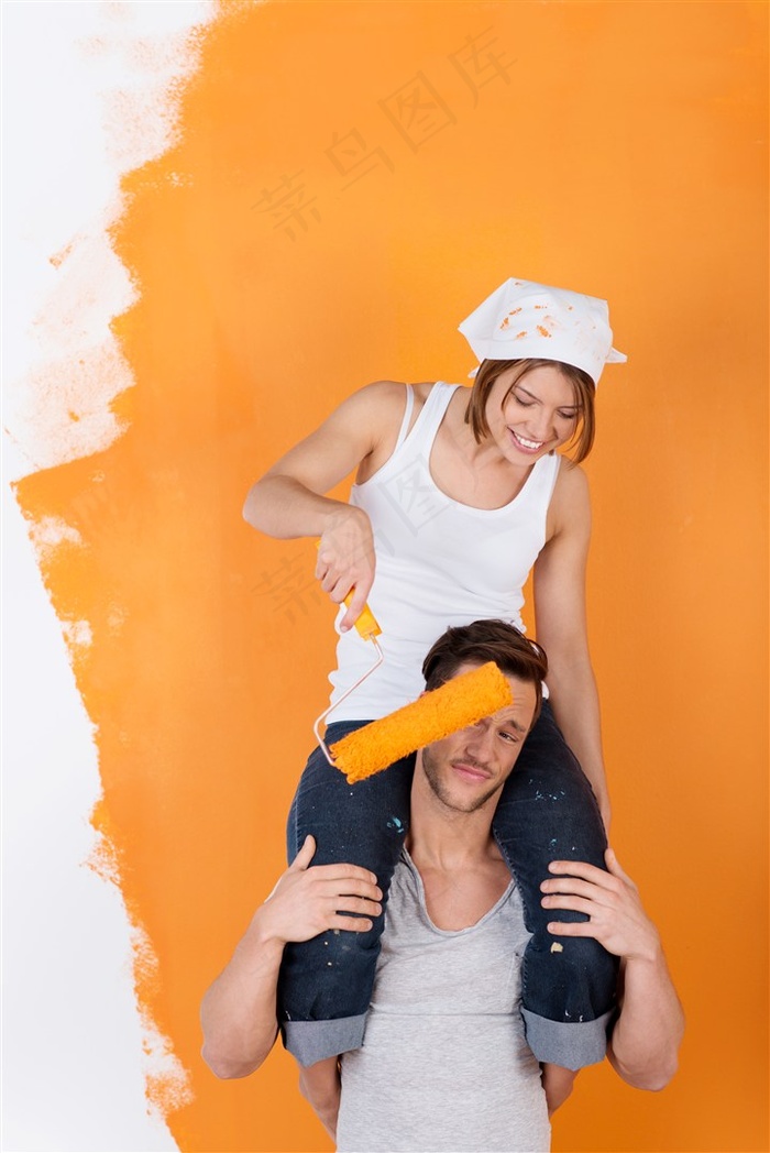 恩爱夫妻油漆摄影高清图片