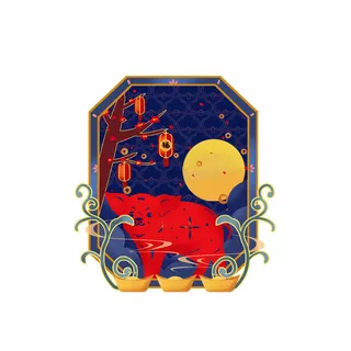 中国风国潮十二生肖猪手绘烫金插画春节剪纸元素PSD设计素材 中国风国潮十二生肖猪手绘烫金插画春节剪纸元素PSD设计素材