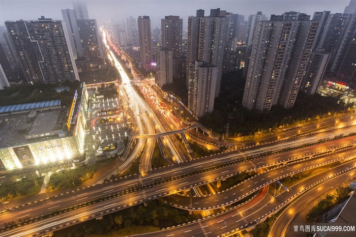 城市建筑高速路美景风景画