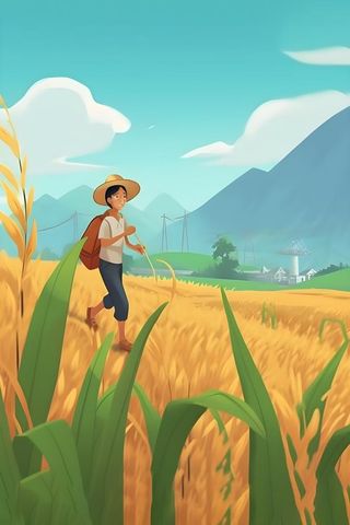 秋季农田丰收金黄背景