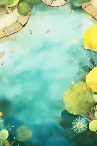 夏日荷塘木板水果背景