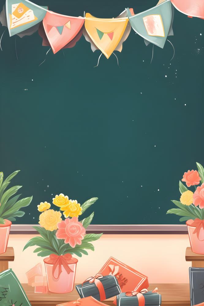 鲜花书籍黑板礼物背景(2400x3600)