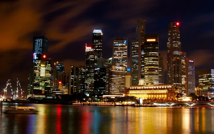 夜晚城市灯光摄影霓虹彩色背景素材