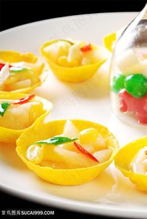 金盏三色奥带中华美食摄影图