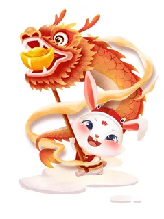 舞龙灯兔子 开心兔子 兔年兔子 兔年元素 兔子