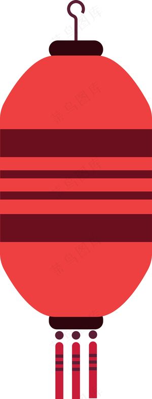 中国风 手绘 卡通元素 传统 复古红 灯笼装饰 PNG 免抠 