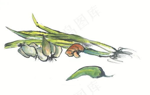 瓜果蔬菜鱼虾蟹美术绘画美图素材