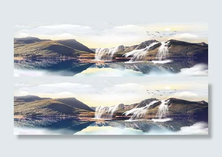 白蓝山水美丽装饰画