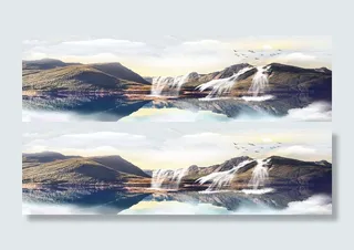 白蓝山水美丽装饰画