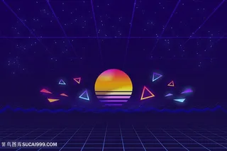 霓虹抽象三角几何图片背景