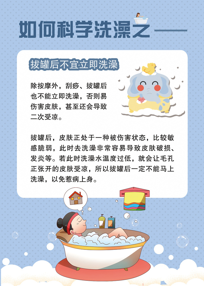 卡通如何科学洗澡健康科普知识