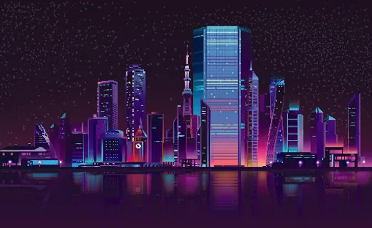 时尚潮流赛博朋克元宇宙虚拟城市夜景Banner海报背景AI矢量图素材 时尚潮流赛博朋克元宇宙虚拟城市夜景Banner海报背景AI矢量图素材