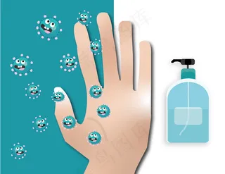 勤洗手卡通宣传画图片