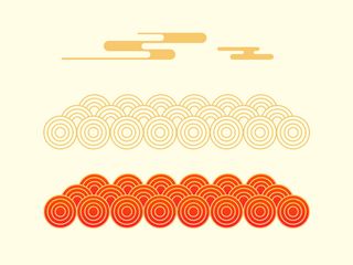 中国风古典传统图案边框纹理祥云灯笼装饰线条PSD背景素材