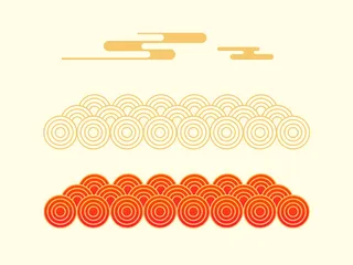 中国风古典传统图案边框纹理祥云灯笼装饰线条PSD背景素材