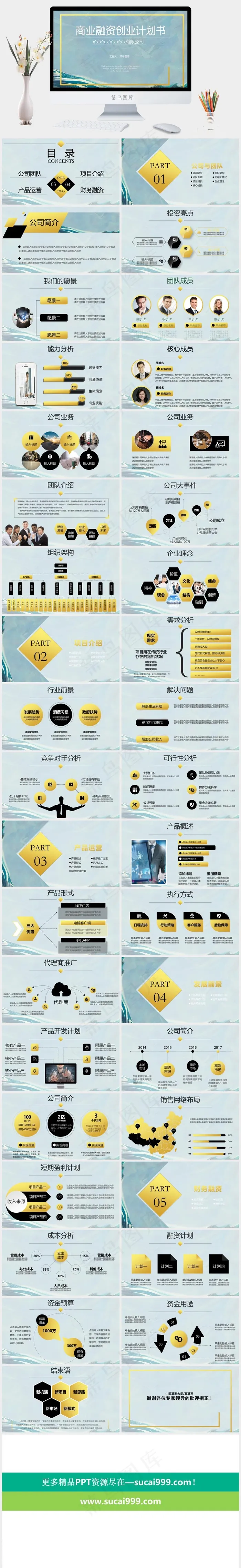 大气简约商业融资创业计划书
