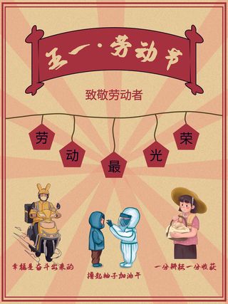 复古风五一劳动节海报